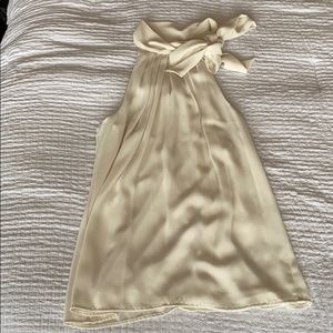 express cream turtle neck blouse with neck tie